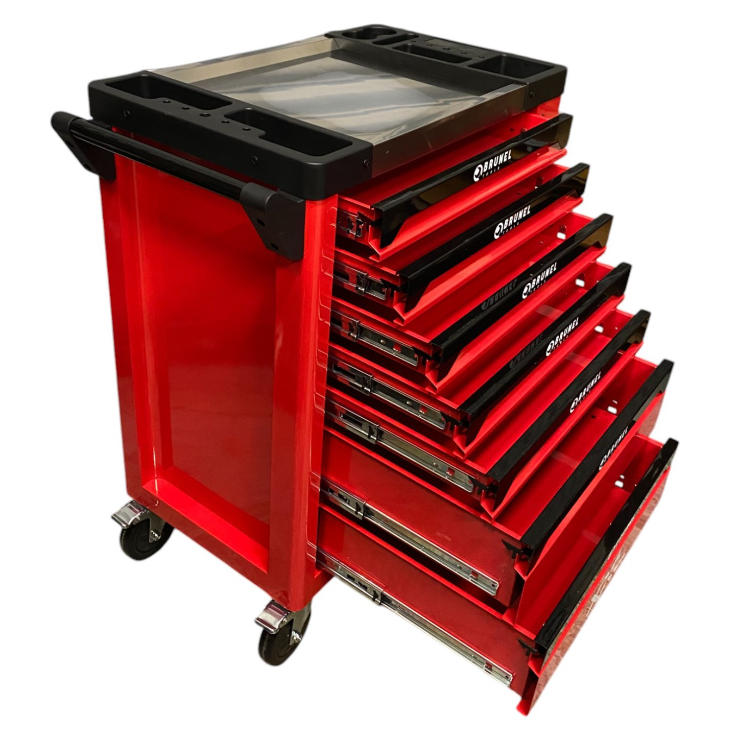 BRUNEL Tools 7 Drawer Caster Mounted Roller Tool Chest Cabinet - Red