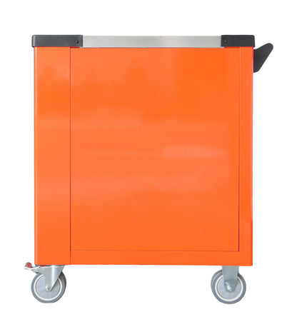 BRUNEL Tool 7 Drawer Caster Mounted Roller Tool Chest Cabinet with 6 Fully Stocked Drawers - 249 Pieces - Orange