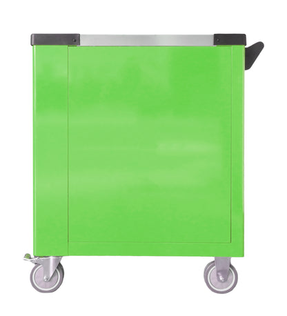 BRUNEL Tools 7 Drawer Caster Mounted Roller Tool Chest Cabinet with 6 Fully Stocked Drawers - 249 Pieces - Hi-Vis Green