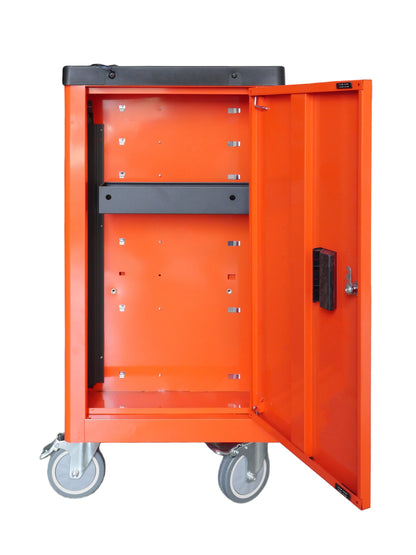 BRUNEL Tool 7 Drawer Caster Mounted Roller Tool Chest Cabinet with 6 Fully Stocked Drawers - 249 Pieces - Orange