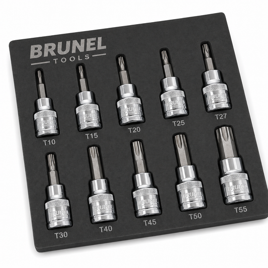 BRUNEL Tools 10pc 3/8dr Torx / Star Bit Socket Set 48mm (L) T10 TO T55 BR3005
