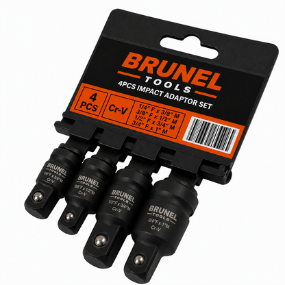 BRUNEL Tools 4 Piece Impact Adaptor Set 1/4" 3/8" 1/2" step up/down reducer BR3003